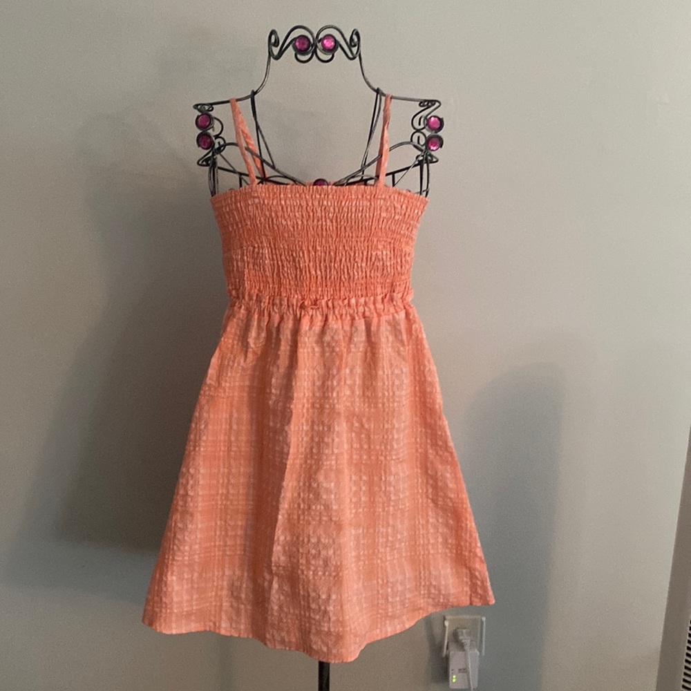 Wild fable orange and white dress with adjustable tie in back
